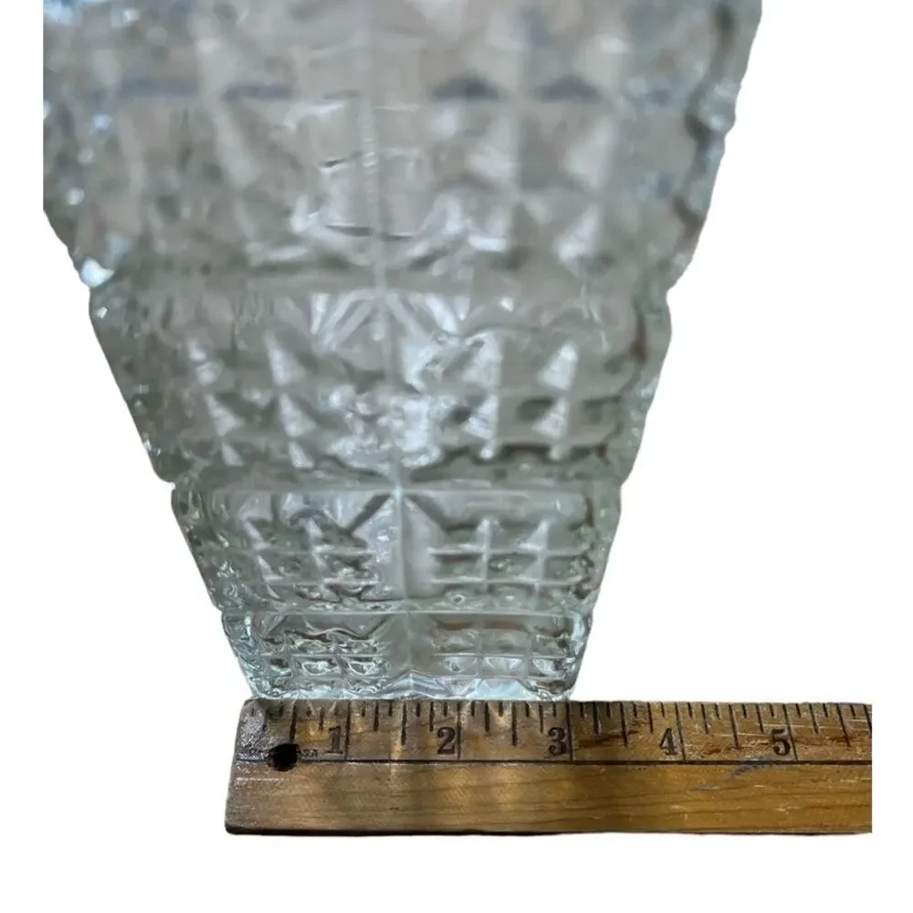 Vintage MCM Clear Square Glass Decanter Barware Cocktail Whiskey Bottle USA Made